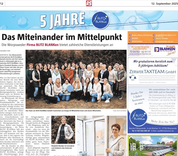 5 Jahre BLITZ BLANKen